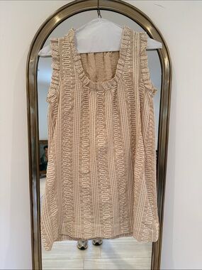 Tuckernuck Hyacinth House Sleeveless Crochet-Trim Beige Tank Dress